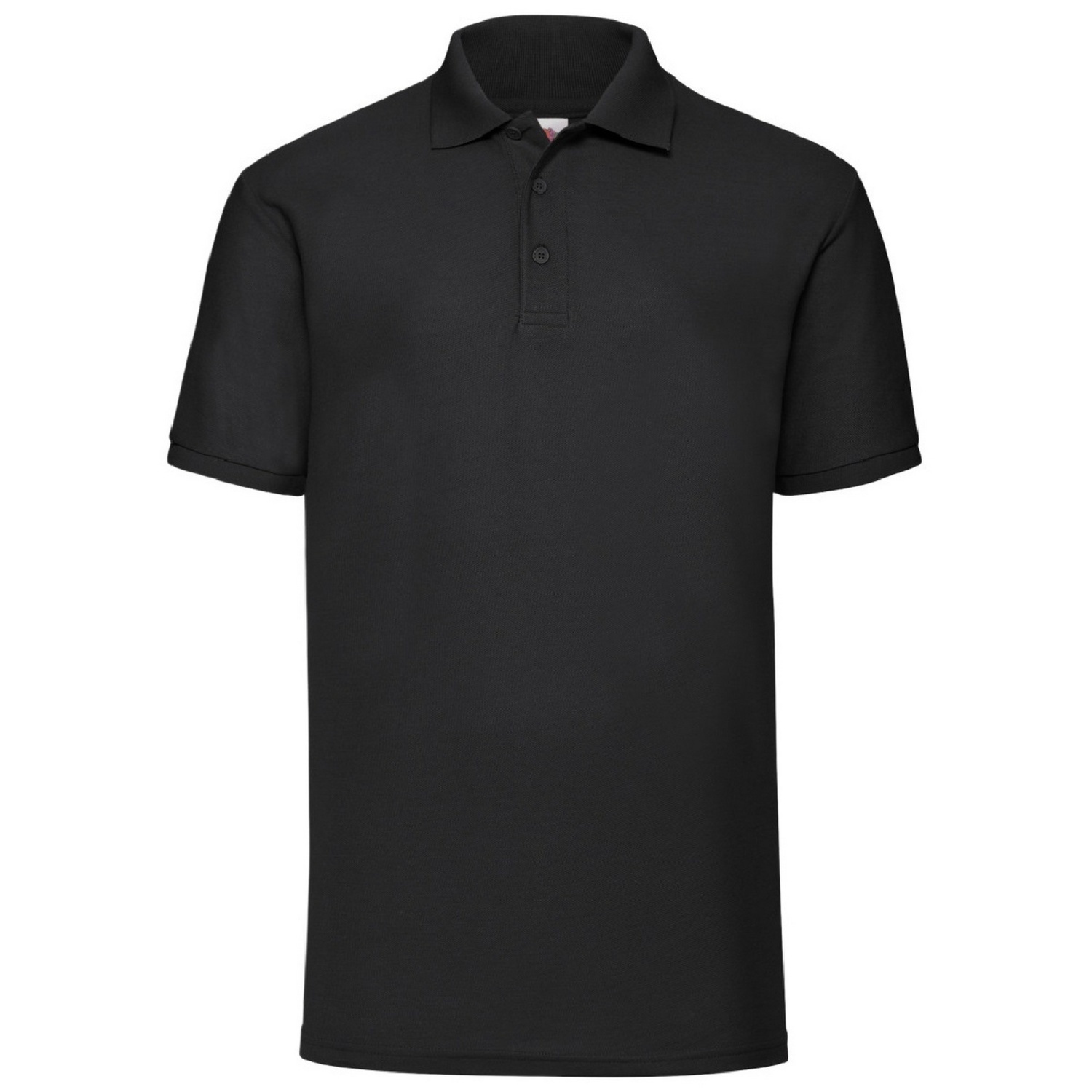 A black Fruit of the Loom 65/35 Pique Polo Shirt.