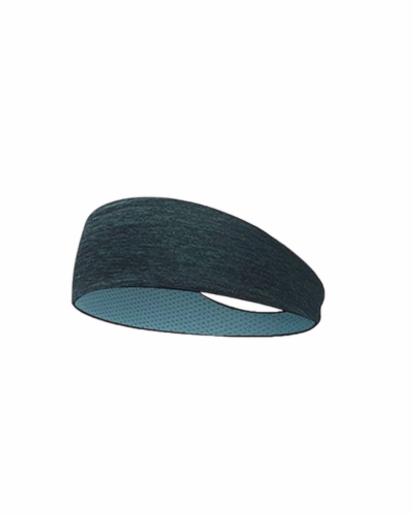A dark grey sports headband.